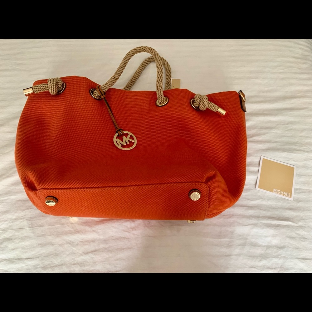 Michael Kors canvas and rope tote bag